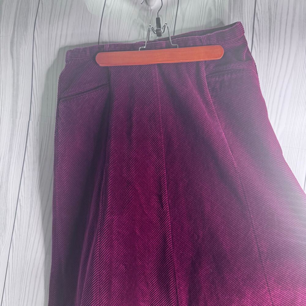 Vtg Orvis Women Sz 14 Maroon Corduroy A-Line Midi High Waist Skirt - Picture 2 of 7